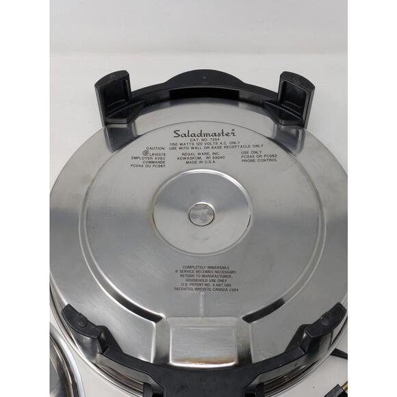Saladmaster 7254 Stainless 12" Oil Core Electric Skillet w/ Vapor Lid & AC Cord - Picture 6 of 8
